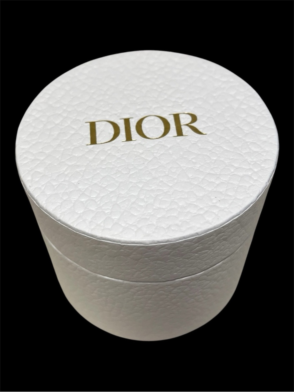 Dior Small White Round Box with Gold Logo - Jewlery Box